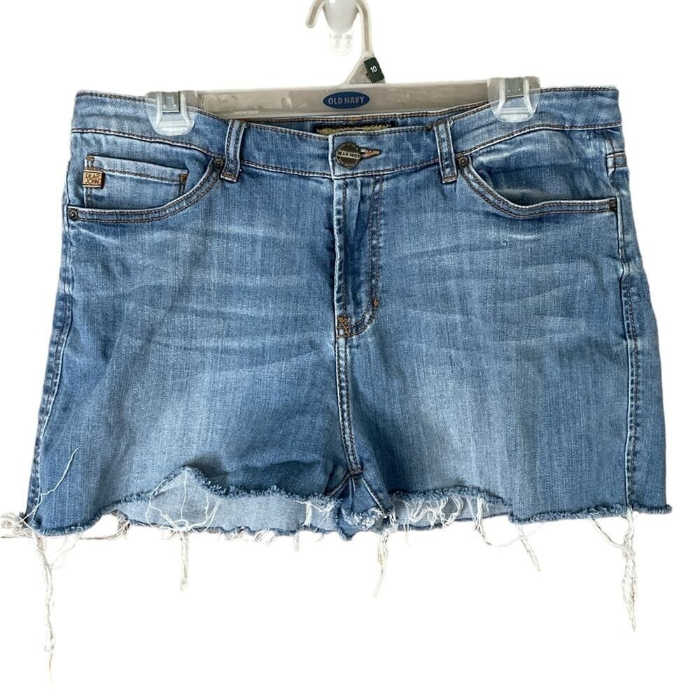 Dear John Denim High Rise Blue Jean Shorts Daylight Wash Frayed Hem Size 31